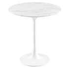 Modway - Lippa Rond de 20 po Faux marbre Table d’appoint - Blanc blanc-Table d’appoint moderne