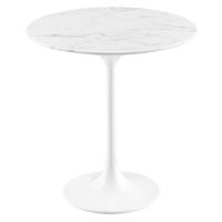 Modway - Lippa Rond de 20 po Faux marbre Table d’appoint - Blanc blanc-Table d’appoint moderne