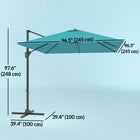 Outsunny - Parasol suspendu carré de patio déporté 8 pi L x 8 pi l avec rotation à 360°, bleu-Mât en aluminium et huit baleines en acier avec revêtement en poudre soutiennent une toile en polyester de 200 g résistante aux UV pour des années d'utilisation agréable  