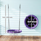 Qaba - Siège de balançoire soucoupe pour enfants, diamètre de 3 pi avec cordes suspendues à hauteur réglable - violet-Matériau textilène résistant à l’eau et facile à nettoyer 