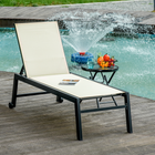 Outsunny - Chaise longue de patio avec dossier réglable à 5 positions - blanc-Structure en métal avec revêtement en poudre, robuste et fiable