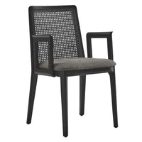 Modway - Monarch Bois et rotin Fauteuil à manger - Noir Noir Gris-Cadre en bois de hêtre