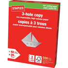 Staples - Papier copie à 3 trous certifié FSC - 8,5 po x 11 po - blanc - 500 feuilles-8 1/2 po x 11 po