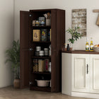 HOMCOM - Armoire de garde-manger 63 po avec étagères ajustables - brun foncé vieilli-Les étagères réglables vous permettent de ranger des objets plus grands, sans vous soucier de leur adaptation 