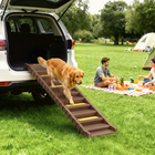 PawHut - Rampe de voiture pliable pour chien, rampe pour chien avec 10 marches antidérapantes - brun-Équipé de surfaces et de pieds antidérapants, offrant une prise ferme et sécurisée  
