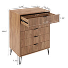 Manhattan Comfort - Dumbo table de chevet moderne, commode et commode haute 5 tiroirs - brun doré - ensemble de 3-Pieds en métal doré élégamment évasés ajoutant un design mode sans couture et de la durabilité Hauteur des pieds : 18,6 cm