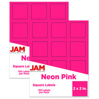 JAM Paper Étiquettes postales carrées, 2 x 2 po, rose néon, 240/paquet-Expédition d’étiquettes d’adresse