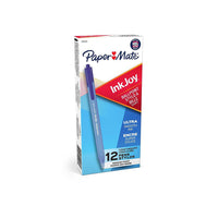 Papermate - Stylos à bille InkJoy 100 à pointe rétractable - 1,0 mm - bleu - paquet de 12-Forme triangulaire permettant confort et contrôle