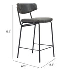 Zuo - Charon Tabouret de comptoir - Noir vintage - Ensemble de 2-8