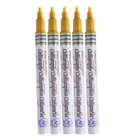 JAM Paper - Marqueur de peinture opaque à pointe fine pour calligraphie, doré, 5/paquet (6514957g)-Marqueur de peinture opaque à pointe fine idéale pour la calligraphie et permettant de tracer des motifs complexes