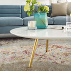 Modway - Lippa Rond de 40 po Bois Table basse avec base trépied - Or Blanc-Base Trépied