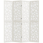 HOMCOM - Séparateur de pièce autoportant à motif géométrique 4 panneaux pour chambre - blanc-Présente un motif géométrique moderne, servant à la fois de pièce fonctionnelle et artistique  
