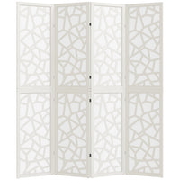 HOMCOM - Séparateur de pièce autoportant à motif géométrique 4 panneaux pour chambre - blanc-Présente un motif géométrique moderne, servant à la fois de pièce fonctionnelle et artistique  
