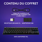 Logitech - Clavier gaming sans fil G515 LIGHTSPEED TKL profilé - Noir-Bénéficiez d'une vitesse ultra-rapide et fiable de 1 ms avec la technologie sans fil LIGHTSPEED et le couplage 2:1 avec une souris gaming sans fil compatible sur un seul port USB.	