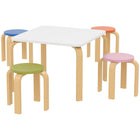 Qaba - Ensemble table et chaises pour enfants, table et ensemble de 4 chaises pour tout-petits - multicolore-Comprend une table et quatre tabourets, idéal pour s'amuser en groupe  
