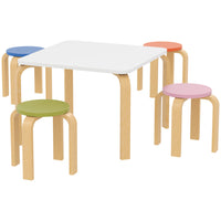 Qaba - Ensemble table et chaises pour enfants, table et ensemble de 4 chaises pour tout-petits - multicolore-Comprend une table et quatre tabourets, idéal pour s'amuser en groupe  
