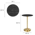 Modway - Lippa Rond de 28 po Faux marbre Bar Table, Or Noir-Table en marbre artificiel