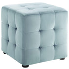 Modway - Contour Cube à touffes Performance Velvet Ottoman - Bleu clair-Ottoman en forme de cube