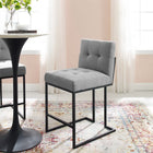 Modway - Privy Acier inoxydable noir Tissu rembourré Tabouret de comptoir - Noir Gris clair-Tissu polyester doux pour tissu