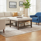 HOMCOM - Ottoman de rangement table basse - beige-Élégant dessus de coussin capitonné ajoutant une touche chaleureuse et intemporelle à tout décor