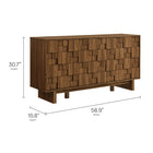Modway - Owen 59 pouces 4 portes Buffet géométrique - Noyer-4 Portes géométriques sculptées