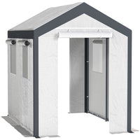 Outsunny - Serre de jardin robuste avec entrée piétonne 8 pi x 6 pi x 7,5 pi, blanc-Cette serre portable est idéale pour les passionnés de jardinage à domicile  
