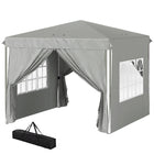 Outsunny - Tente auvent pliante 10 pi l x 10 pi L - Parois latérales - Sac de transport inclus - Gris-Le design pop-up permet une installation et un démontage rapides