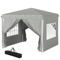 Outsunny - Tente auvent pliante 10 pi l x 10 pi L - Parois latérales - Sac de transport inclus - Gris-Le design pop-up permet une installation et un démontage rapides