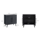 Manhattan Comfort - Jodie 31,1 po Buffet d’Appoint Style Mid-Century Modern - Gris Charbon-Portes à rainures en bois manufacturé avec fermeture en douceur et poignées élégantes en métal noir