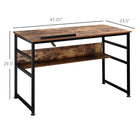 HOMCOM - Table à dessin réglable avec étagère de rangement - 47,25 po L x 23,5 po l x 29,5 po H - brun rustique-Comprend une étagère ouverte en dessous pour ranger des fournitures 