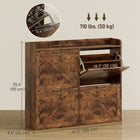 HOMCOM - Armoire à chaussures mince avec 4 tiroirs rabattables - brun rustique-Plateau supérieur avec rebord pour les clés, portefeuilles ou objets décoratifs 