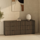Manhattan Comfort - Clive 72" Commode double à 6 tiroirs style milieu du siècle moderne - Noyer brun-Six tiroirs spacieux offrent un généreux espace de rangement pour les vêtements, le linge de maison et les essentiels du quotidien