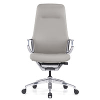 Decent Living - Chaise de bureau Nexten Pro, dossier haut, Blanc cassé-Chaise de bureau en cuir véritable haut de gamme