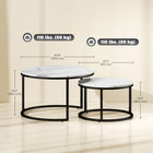 HOMCOM - Tables gigognes rondes 31 po avec plateau effet marbre - blanc - Paquet de 2-Empilables lorsqu'elles ne sont pas utilisées pour un gain de place