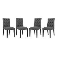 Modway - Duchess Tissu Chaise à manger Ensemble de 4 - Gris-Rembourrage en mousse dense pour le confort