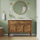 Modway - Elysian 48" Vanité de salle de bain à un seul lavabo - Brun blanc-Trous centraux de 8"