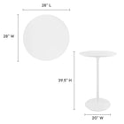 Modway - Lippa Rond de 28 po Bois Bar Table, Blanc-Plateau de table en MDF laqué