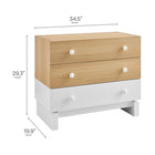 Modway - Nolia Bloc de couleur à 3 tiroirs Commode, Chêne Blanc-Tiroirs de rangement à glissement complet avec poignées à poignées rondes