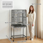 PawHut - cage à oiseaux 56 po H, cage à perroquet roulante avec base amovible-Grandes portes à l’avant, sur les côtés et pour l’alimentation pour un accès facile 
