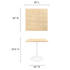 Modway - Lippa 28 po Carré Bois Table à manger, Blanc Naturel-Placage en grain de bois et plateau de table en MDF