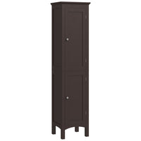 Kleankin - Armoire de salle de bain haute avec étagères réglables - brun foncé-Les armoires fermées organisent soigneusement votre collection d’articles de salle de bain 
