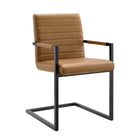 Modway - Savoy Cuir végane Chaises de salle à manger Ensemble de 2 - Tan-Rembourrage en mousse dense