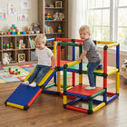 Qaba - Structure d’escalade pour enfants, avec toboggan et plateforme, aire de jeux - couleurs variées-Des couleurs vives et classiques créent un espace de jeu attrayant et amusant 