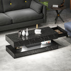 HOMCOM - Table basse effet marbre avec éclairage LED - effet noir-Plateau spacieux et étagère ouverte pour un rangement facile d’accès
