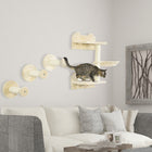 PawHut - Étagère murale pour chat 4 pcs avec poteaux à griffer, hamac, plateformes, marches-Fabriqué en panneaux de particules pour une solidité durable 