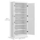 HOMCOM - Armoire de cuisine 6 niveaux avec 4 portes - blanc-Idéal pour la cuisine, la salle de bain, le salon, le bureau et la buanderie 