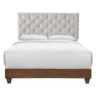 Modway - Rhiannon Touffe de diamant Tissu rembourré Lit Queen, Noyer beige-Lit queen-lit moderne à touffes en diamant