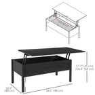 HOMCOM - Table basse moderne relevable 39 po avec compartiment de rangement caché - noir-Design rectangulaire pour un look unique et moderne