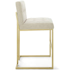 Modway - Privy Acier inoxydable doré Tissu rembourré Tabouret de bar - Beige doré-Touffe élégante de biscuits