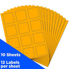 JAM Paper Étiquettes postales carrées, 2 x 2 po, orange néon, 240/paquet-Orange néon